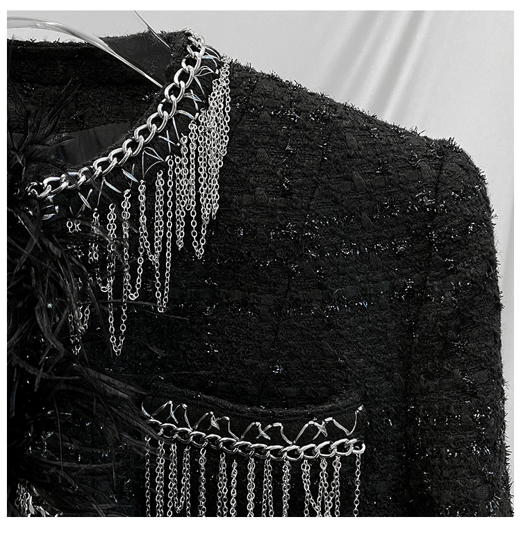 Little Xiangfeng black woven winter short coat