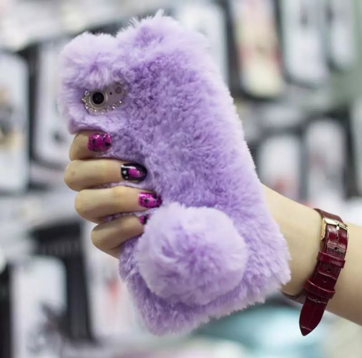 Fluffy Bunny Rabbit Fur Silicone Phone Cases — foto 6