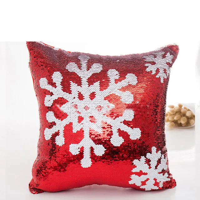 Red Christmas double sided sequin pillowcase Snowflake - Shop at LoveMi