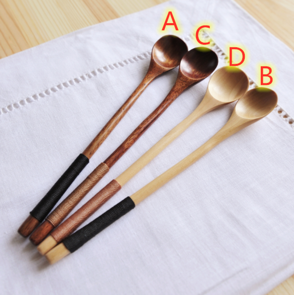 Long Handle Mixing Oki Ko Creative Wooden Tableware Coffee Spoon Spoon Honey Juice Windinglogo