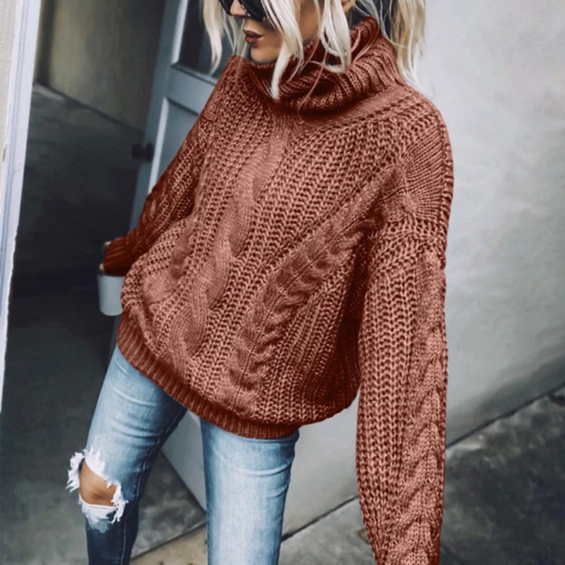 Solid color high collar knit top