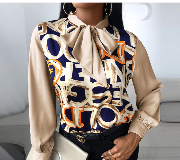 Printed lantern sleeve shirt