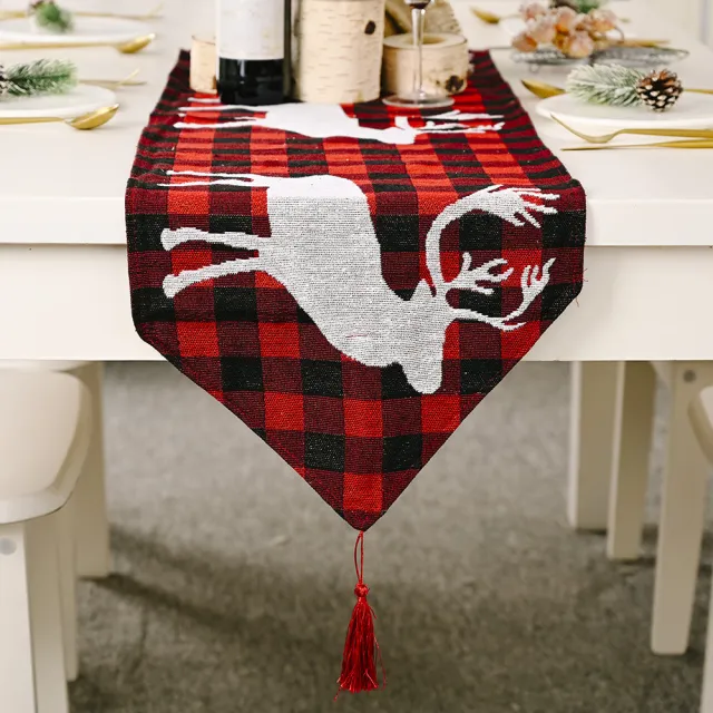 Christmas decorations electric embroidered knitted cloth table runner Elk - Shop at LoveMi