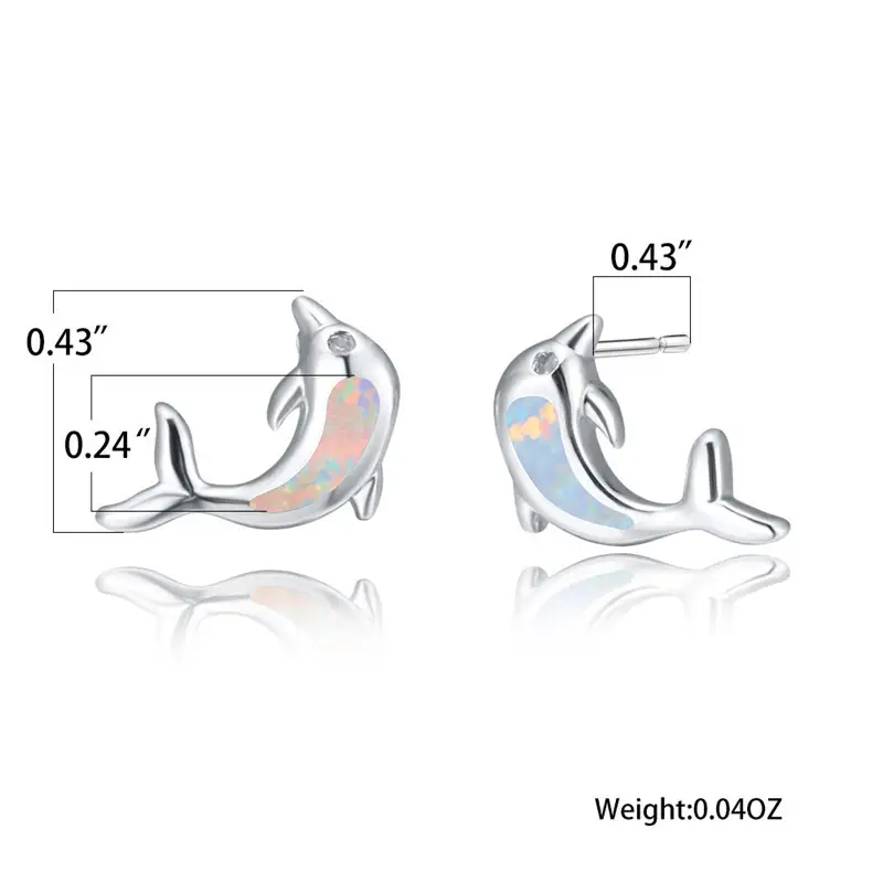 Platinum Aobao Dolphin Earrings