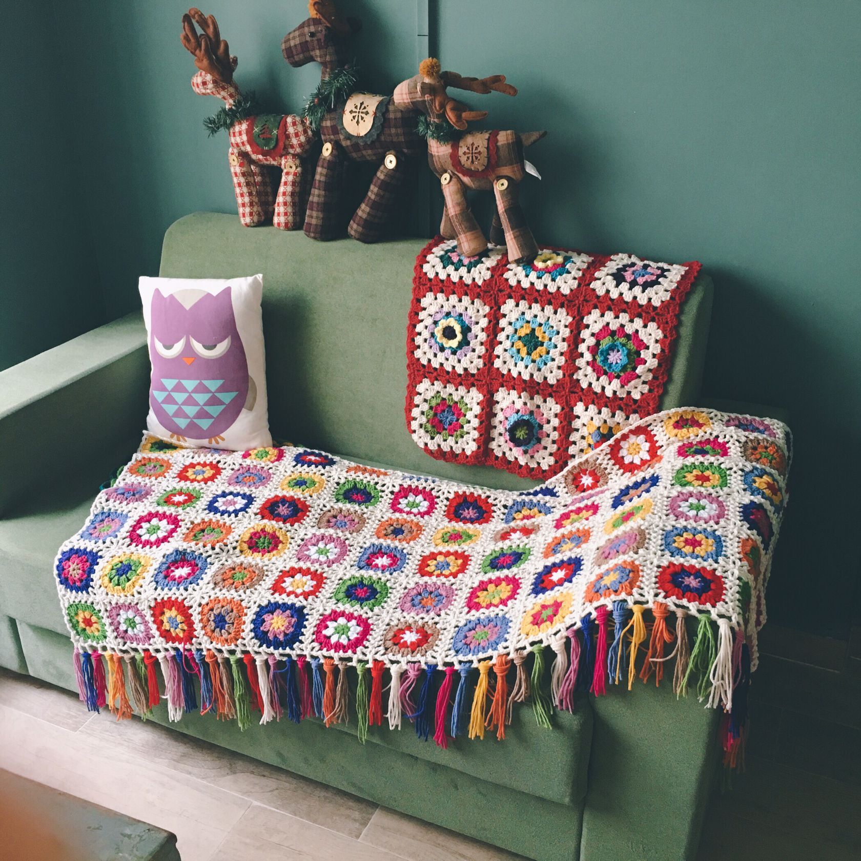 Forest tassel blanket hand crochet flower garden tablecloth — foto 2