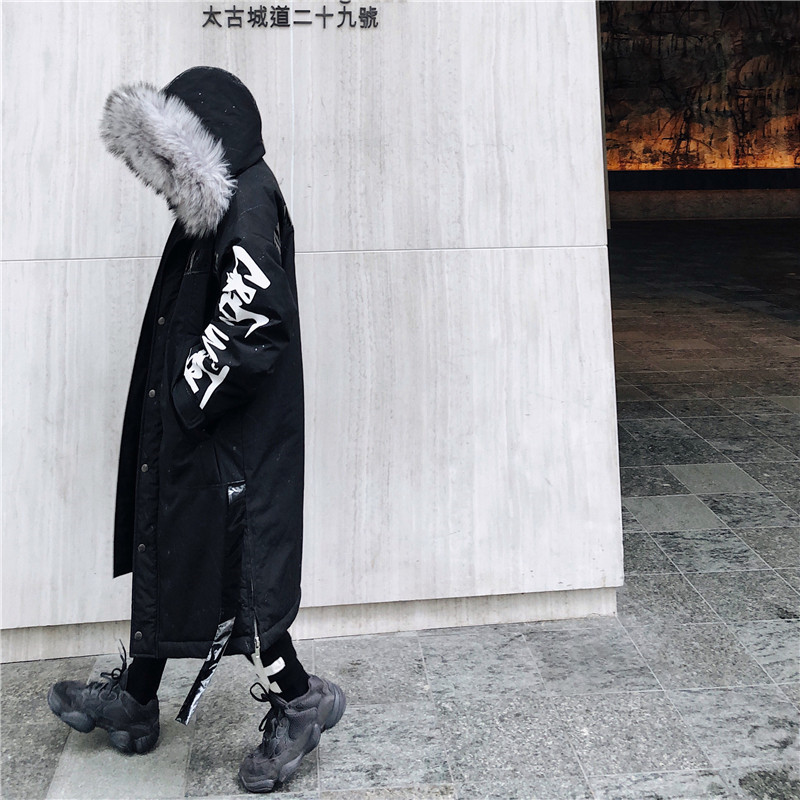 Mid-length hooded cotton coat