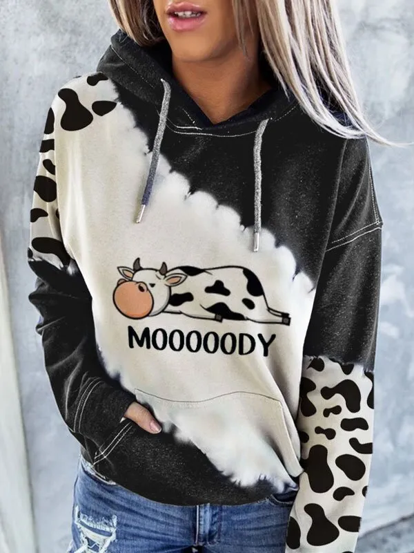 Korean style graffiti solid color loose pullover sweater Black Cow - Shop at LoveMi