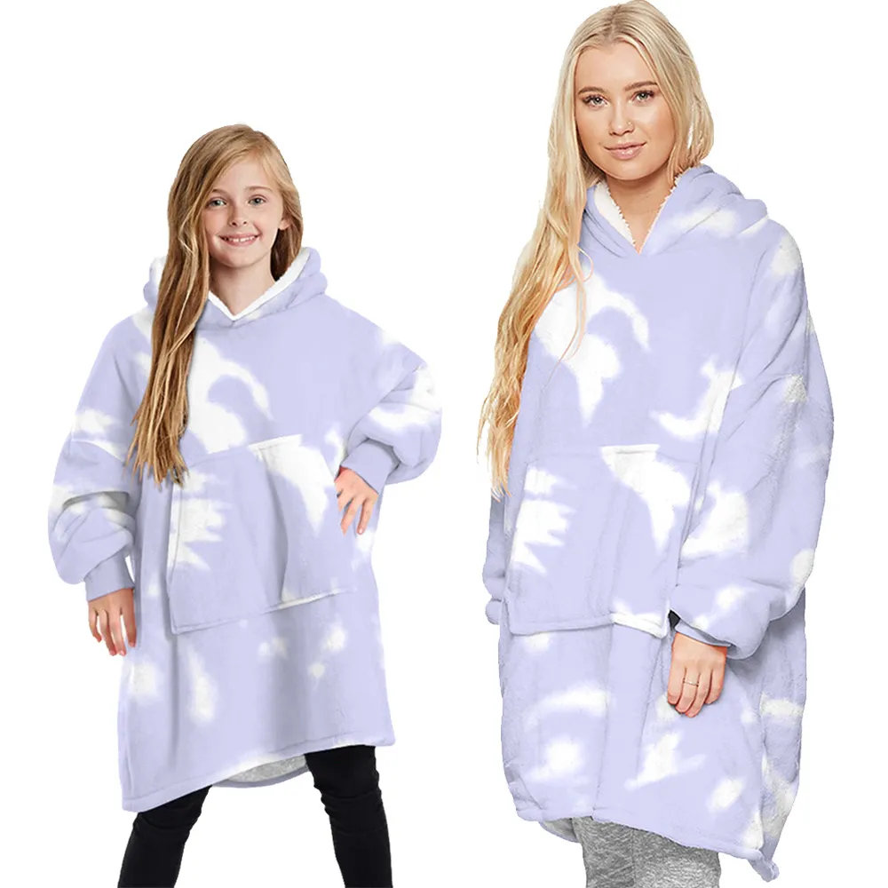 Wear a blanket hoodie on both sides - Purple