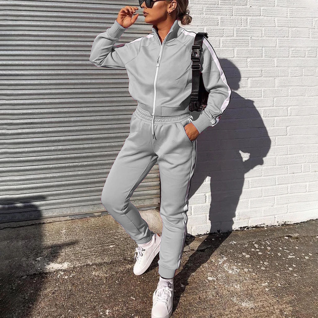 Casual fashion solid color sports two-piece suit