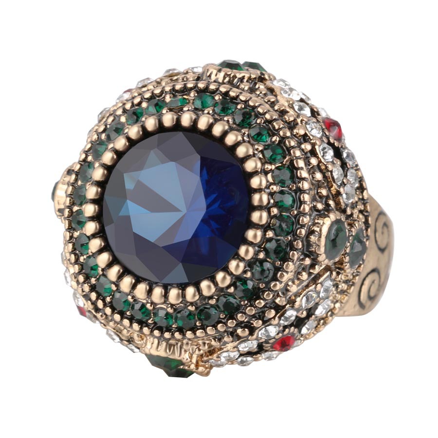 Vintage gold plated inlaid ring