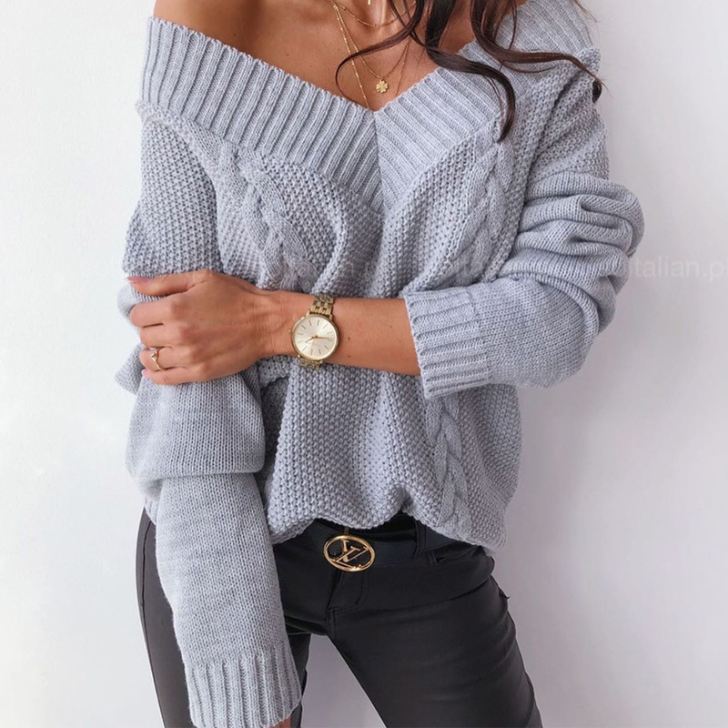 V-neck cardigan sweater