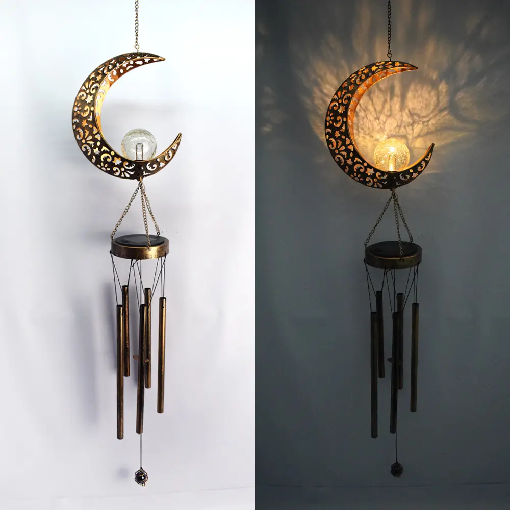 Wrought iron hollow sun moon wind chime