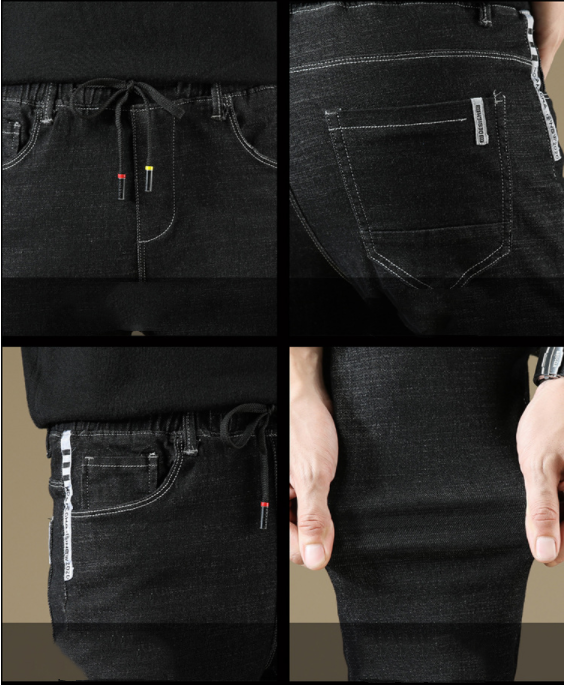 Jeans men's slim stretch all-match small straight feet men