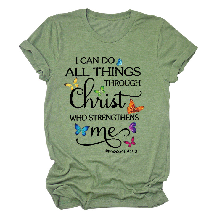 Letter casual loose short sleeve round neck pullover