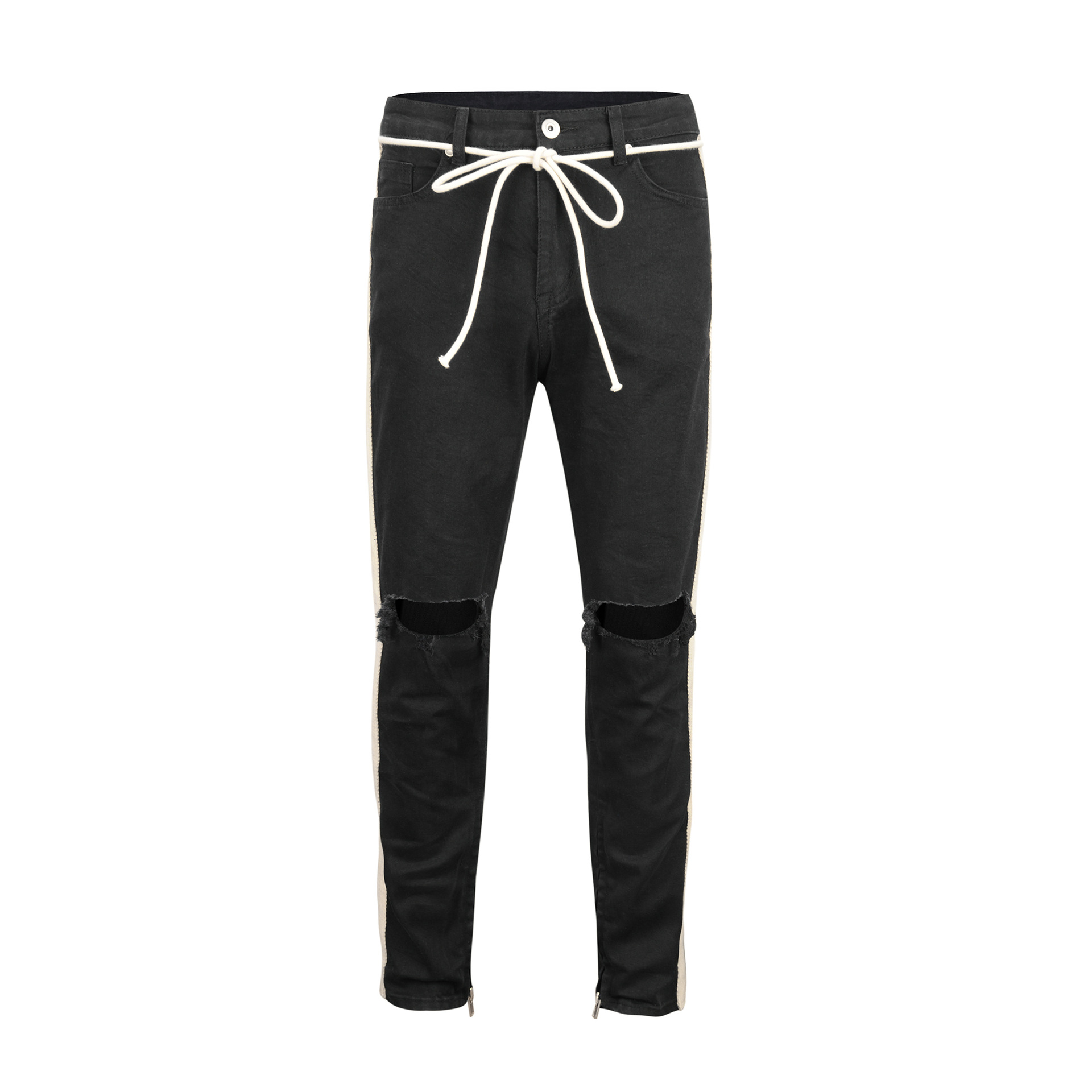 Elastic ripped jeans with small feet Black - Shop at LoveMi