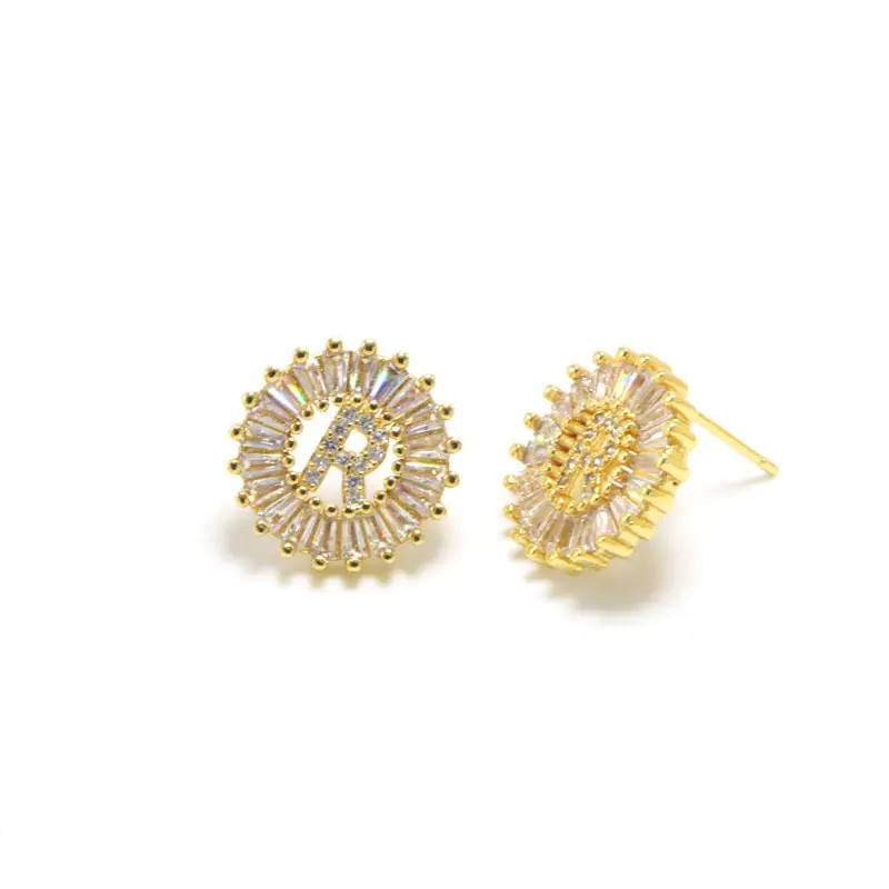 Small 26 letter earrings simple platinum plated