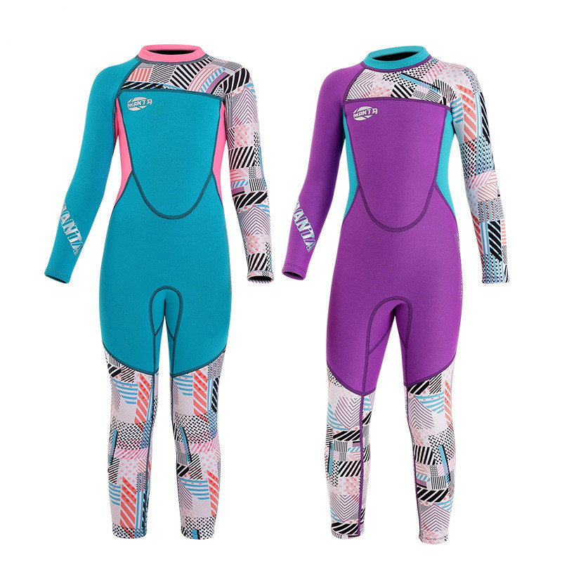 Girls' one-piece warm swimming