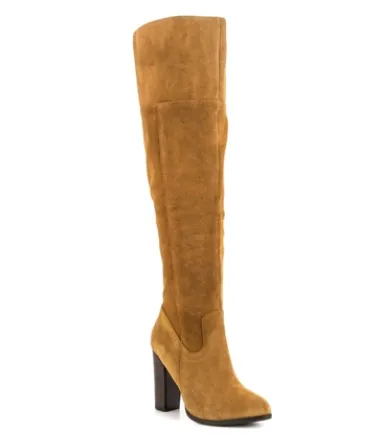 Sheepskin over the knee boots 33-43 professional custom tube round with high heels - Yellow