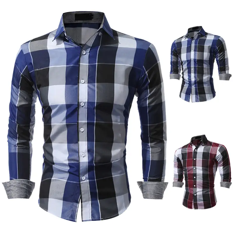 Men's casual plaid shirt