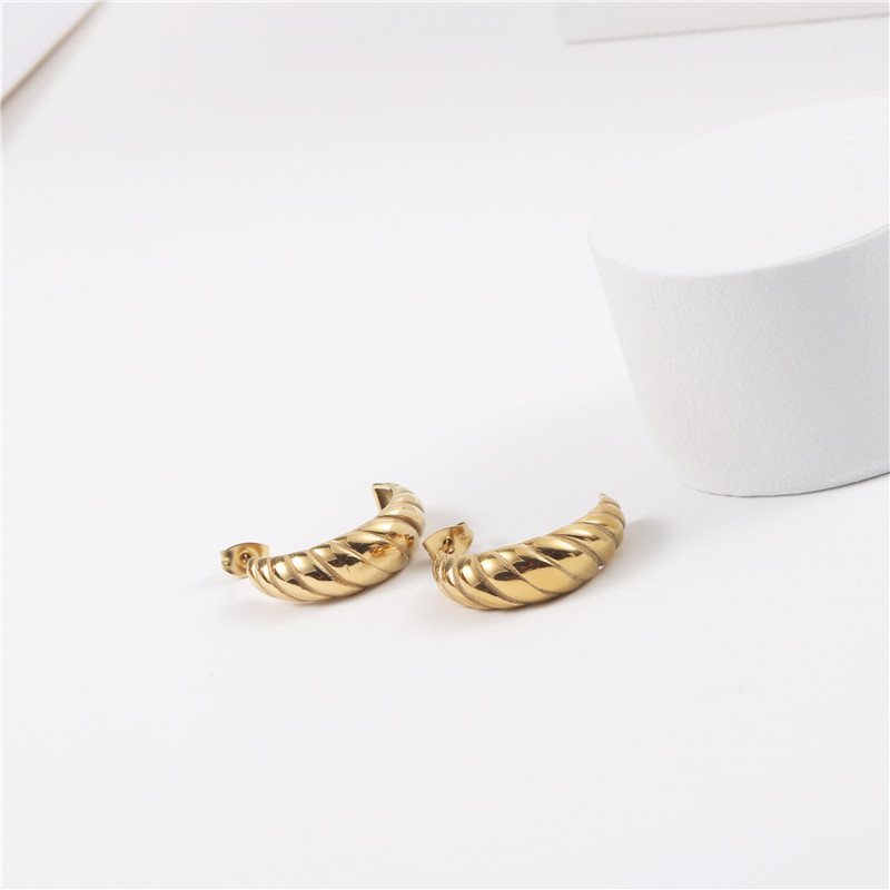French croissant Earrings plated with 18K titanium steel
