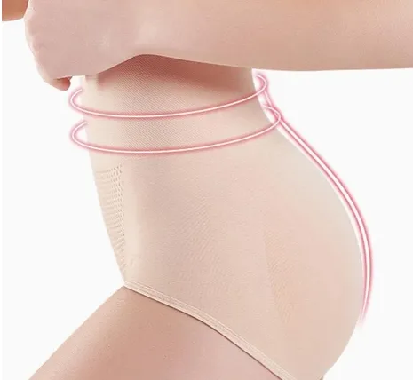 High Waist Cotton Lifting-Hips Panties - Nude