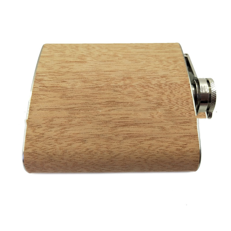 Veneer wood grain stainless steel hip flask small hip flask