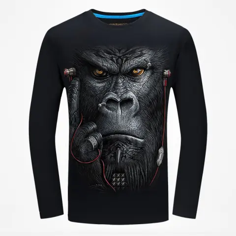 3D Printed Long-sleeved T-shirt Men