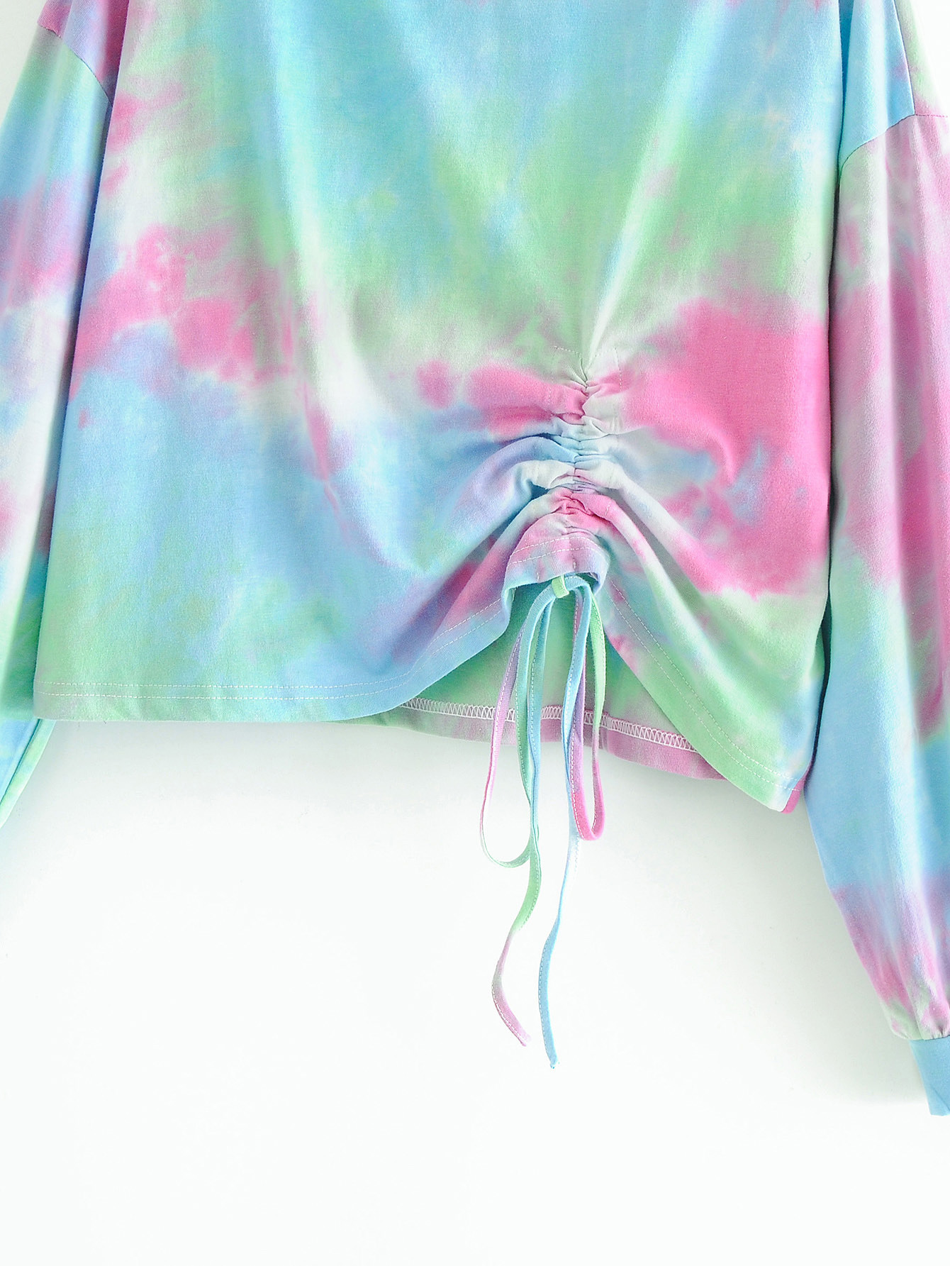 Tie-dye printed drawstring hoodie