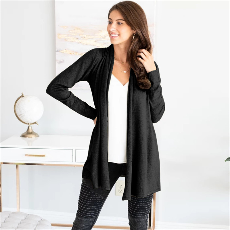 Casual solid color knitted cardigan