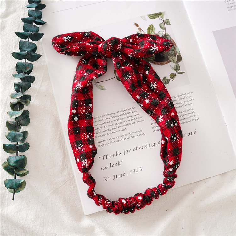 Christmas headband ladies elastic rabbit ears headband Black - Shop at LoveMi