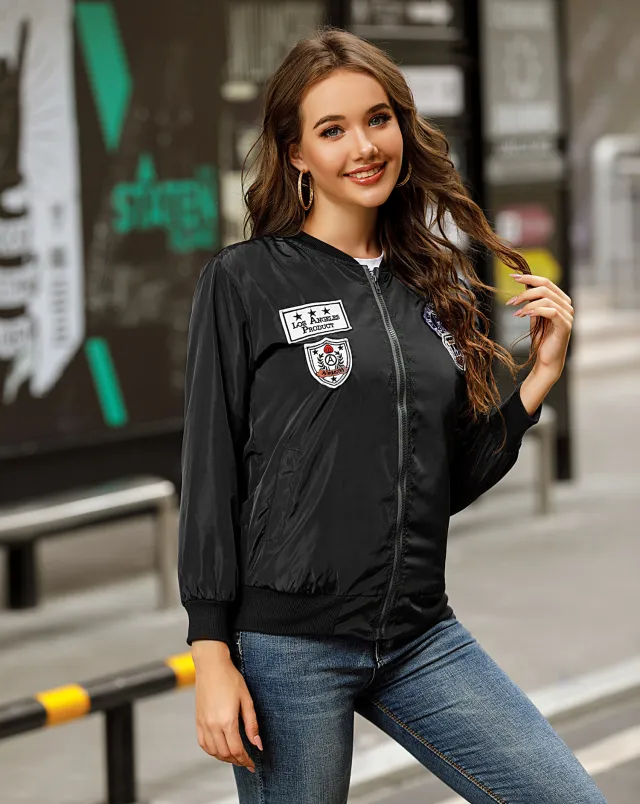 Decal baseball jacket jacket Black - Shop at LoveMi