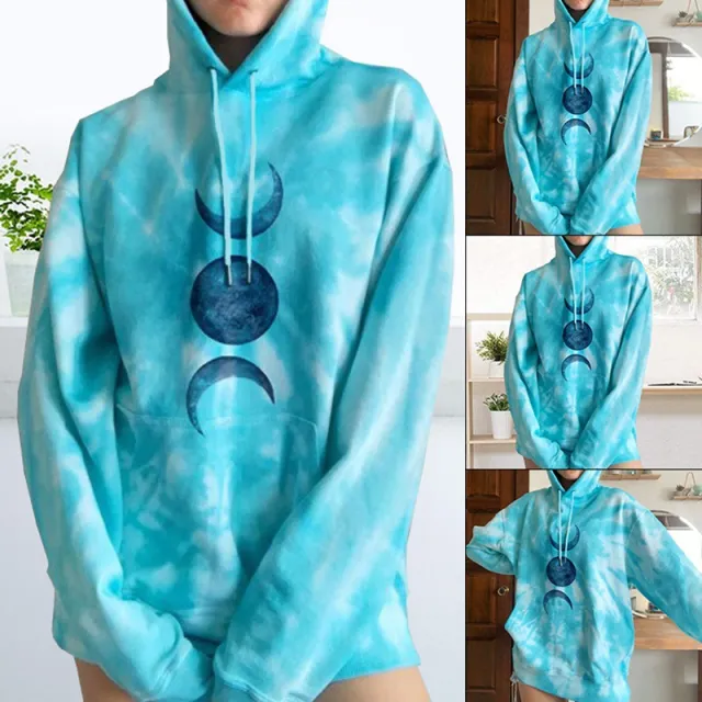 Casual hooded loose long sleeved hooded sweater Blue - Shop at LoveMi
