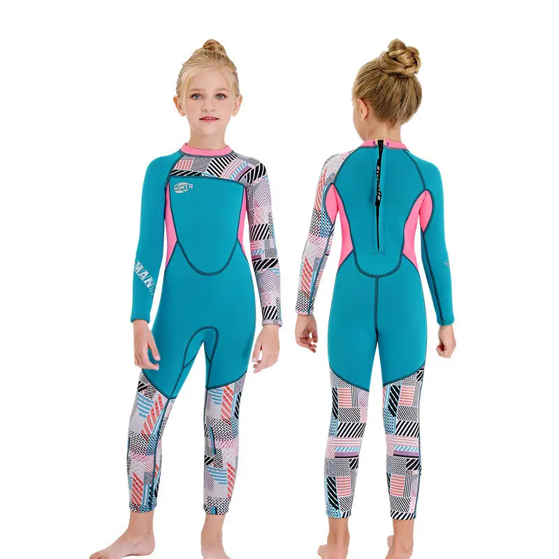 Girls' one-piece warm swimming
