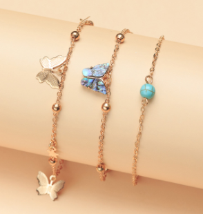 Abalone scallop with butterfly Anklet