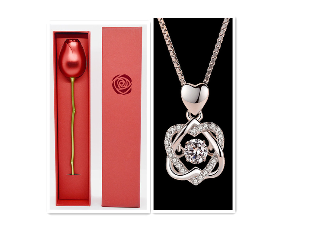 925 Silver Rose Gold Pendant Clavicle Chain