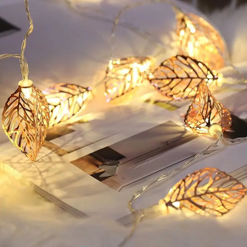 LED iron leaf light string outdoor ins Christmas day