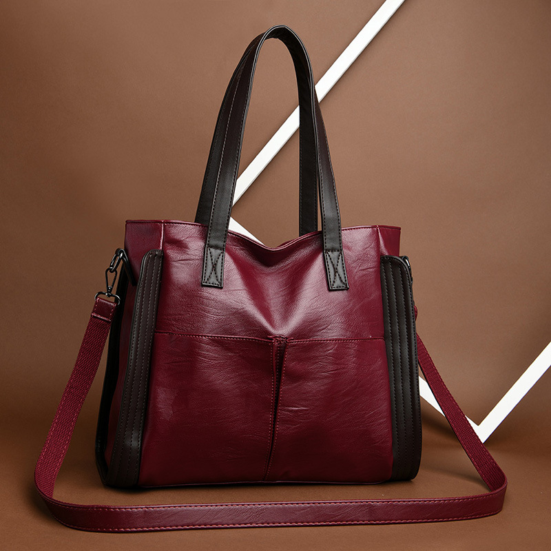 Large volume soft leather bag
