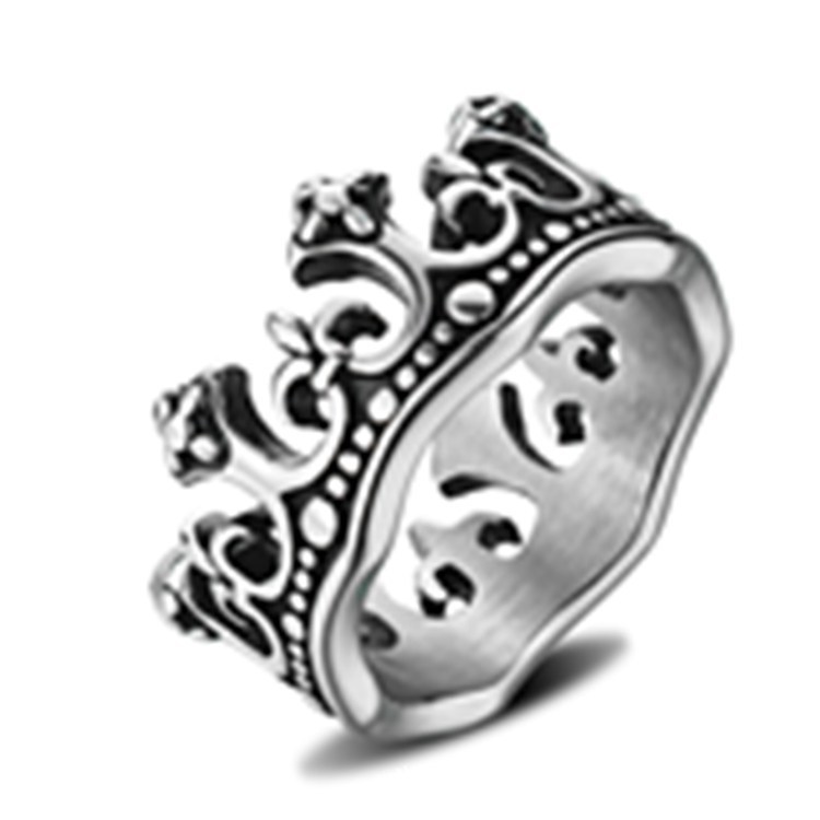 Punk style goth rock vintage crown ring
