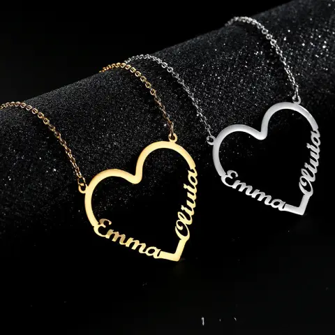 Fashion Custom Stainless Steel Name Heart Necklace for Women