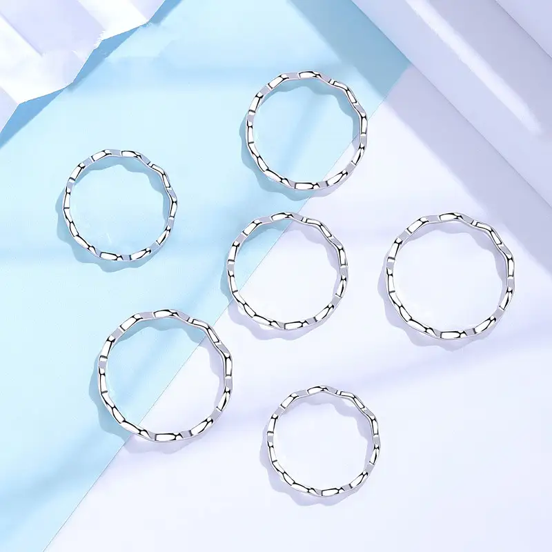 Sterling silver wave ring female ins tide pinky tail ring