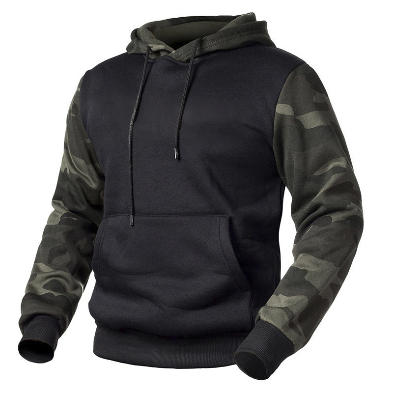 Camouflage hooded pullover sweater