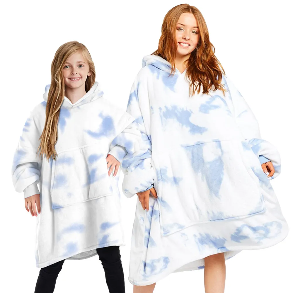 Wear a blanket hoodie on both sides - White