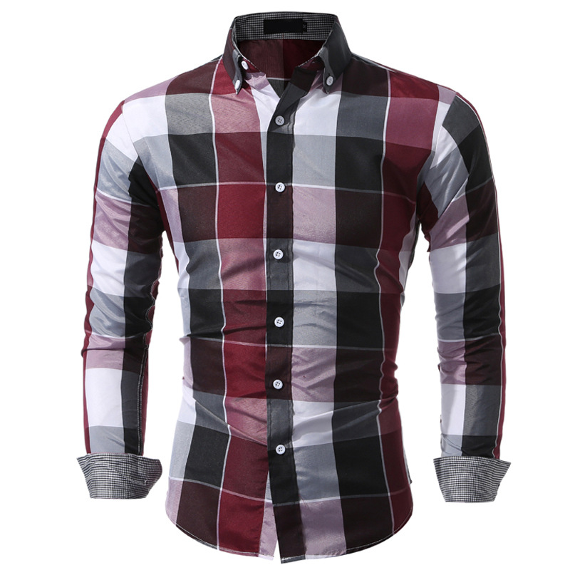 Men's casual plaid shirt
