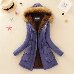 Women's long sleeve lamb wool cotton coat - Royal Blue - View 1