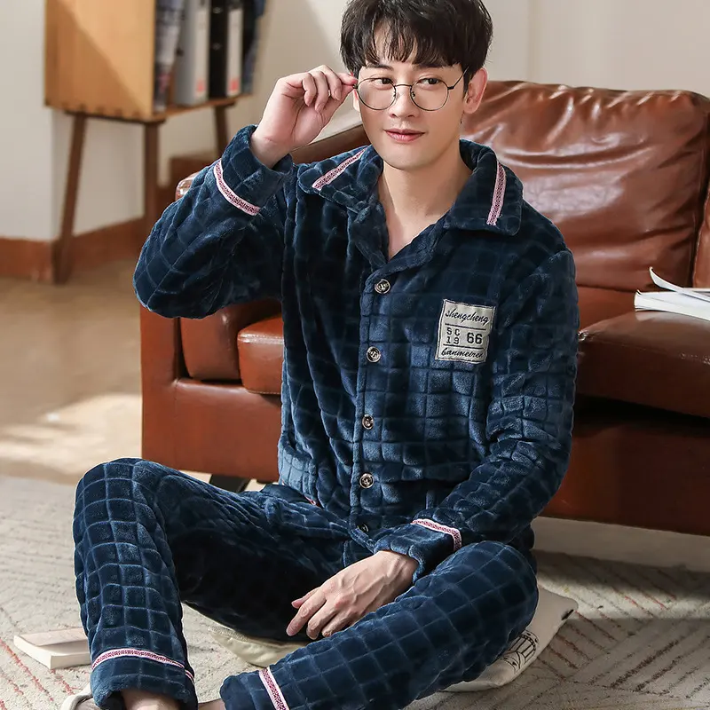 Flannel Warm and Thickened Men's Pajamas