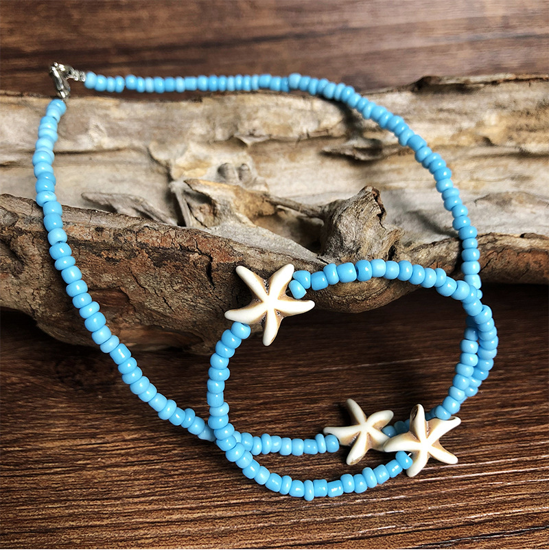 Handmade colorful rice beads multilayer necklace