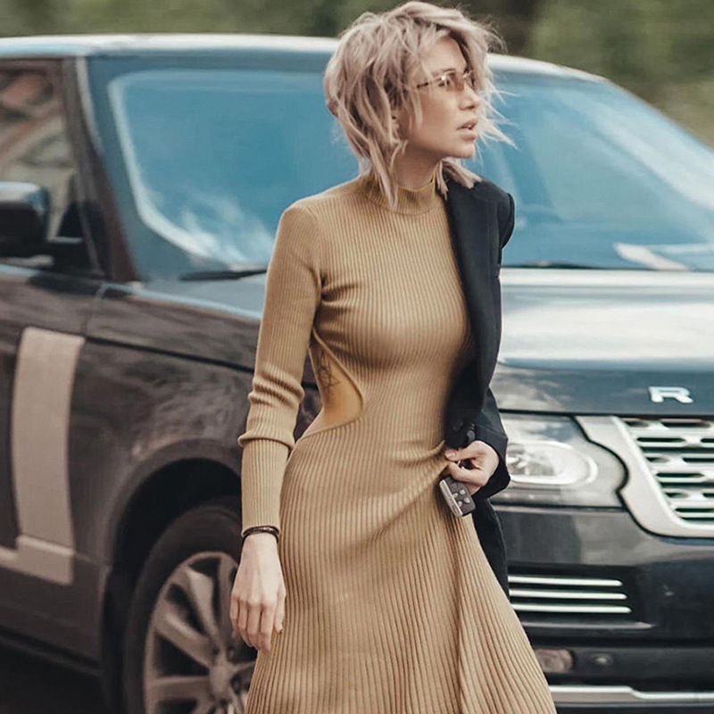 Women's long sleeve back slim dress