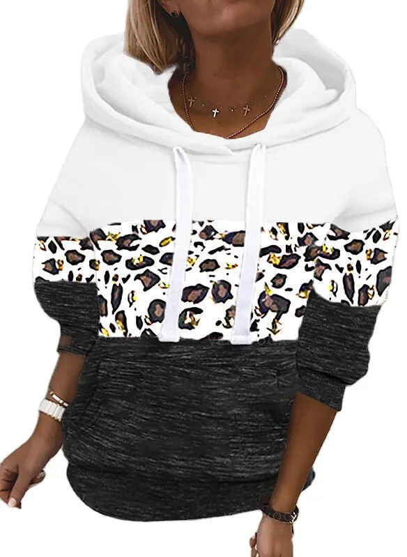 Bubble sleeve patchwork hat rope loose sweater White - Shop at LoveMi