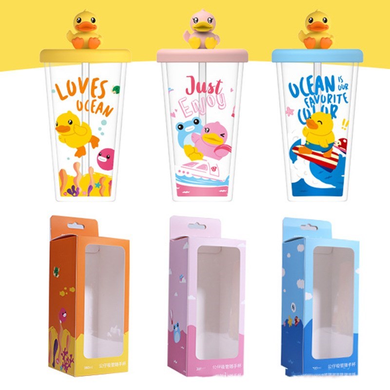 Little yellow duck figurine water cup