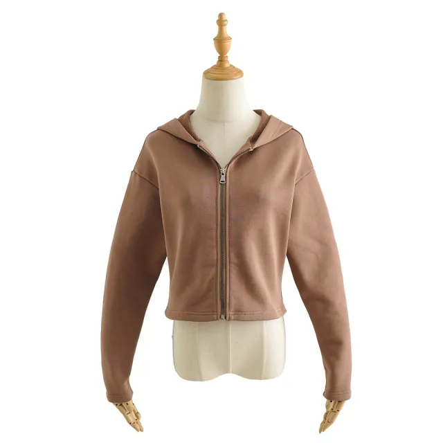 Ladies Long Sleeve Hooded Sweatshirt Khaki - Shop at LoveMi